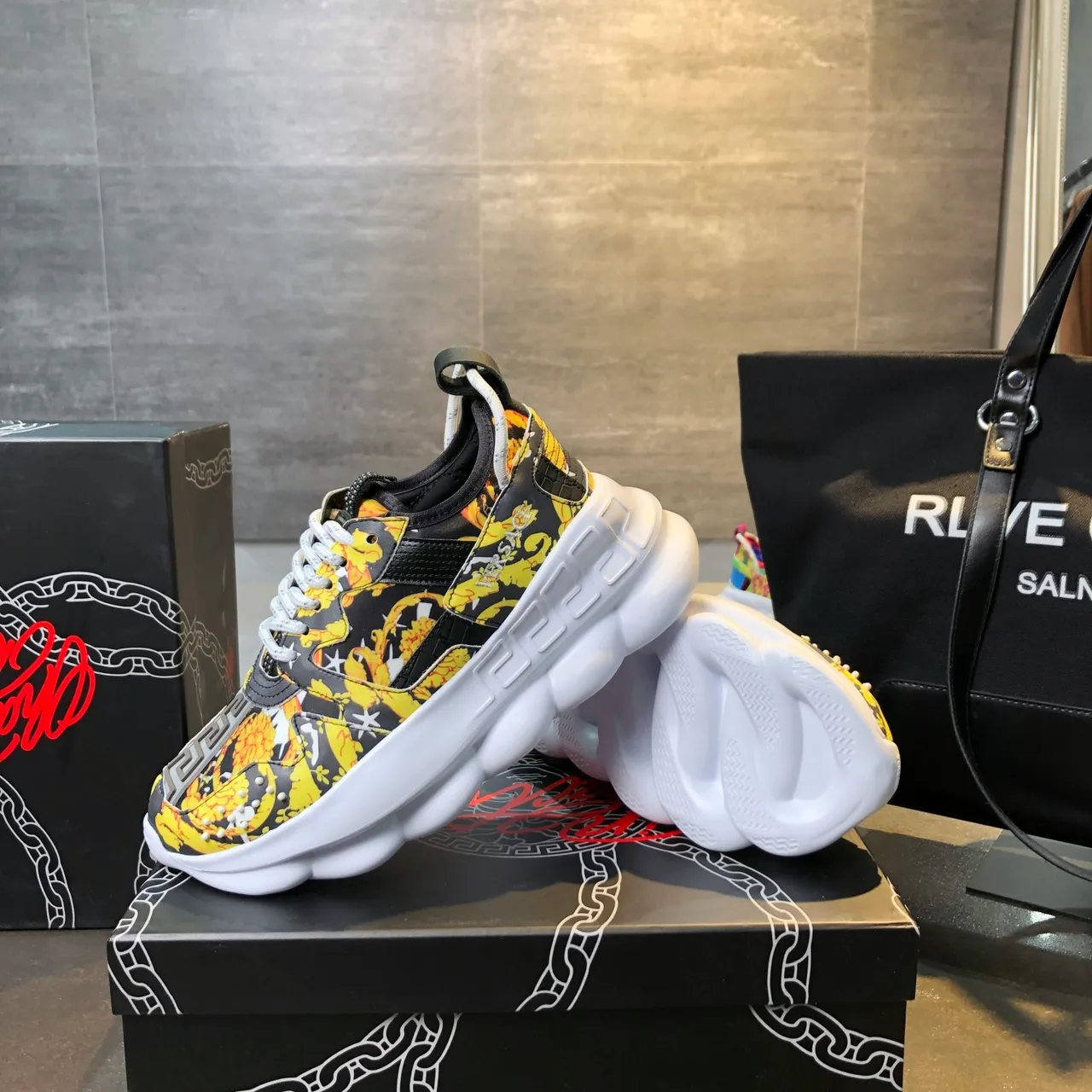 Versace Chain Reaction Baroque Floral Print Chunky Sneakers 5