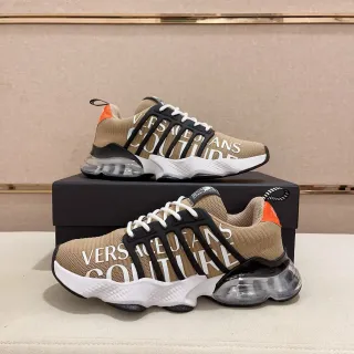 Versace Chain Reaction Beige Black Orange 厚底运动鞋