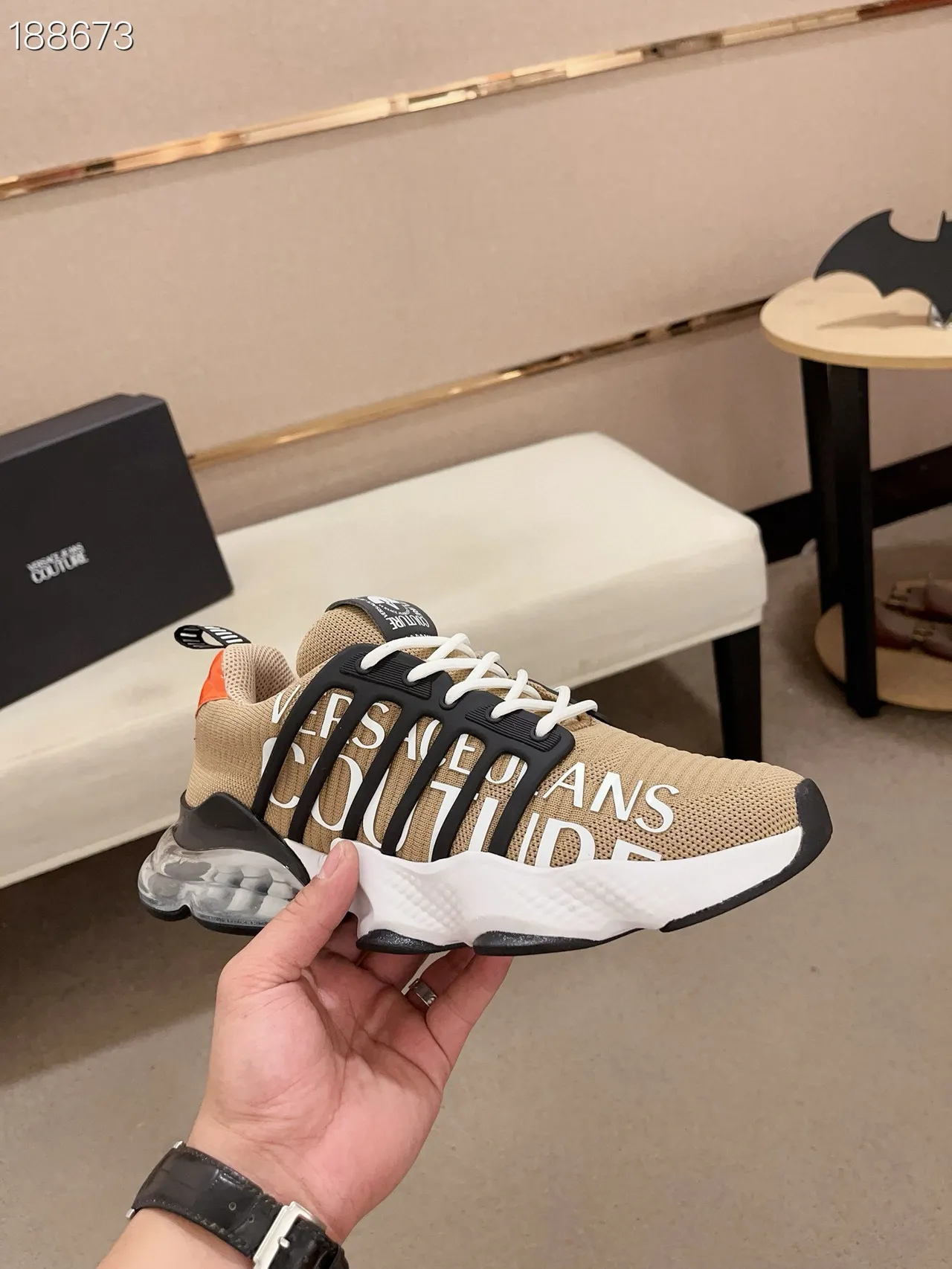 Versace Chain Reaction Beige Black Orange 厚底运动鞋 6