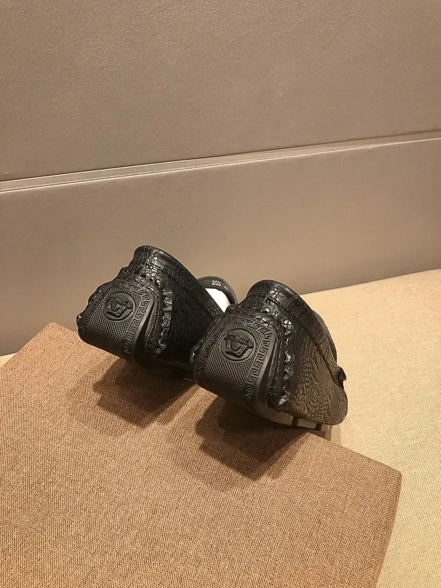 Versace Chain Reaction Black Croc-Embossed Medusa Buckle Loafers 2