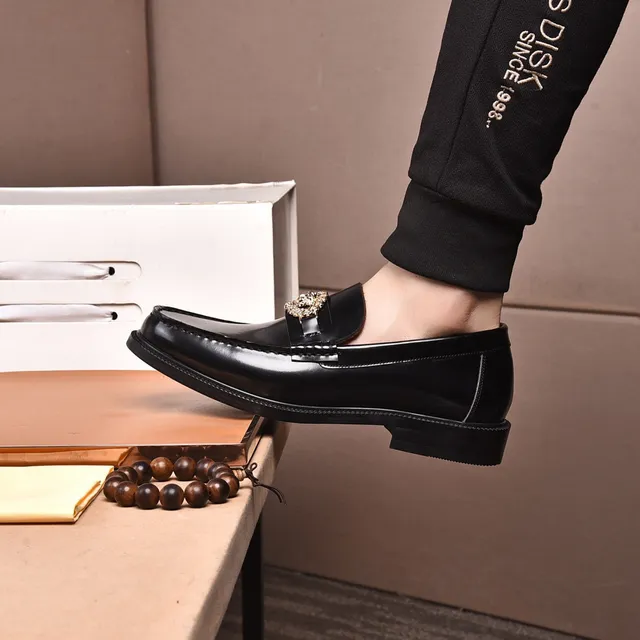 Versace Chain Reaction Mocassins Couro Preto Polido Fivela Medusa 6