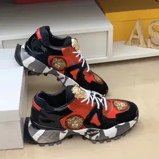 Versace Chain Reaction Medusa 黑红迷彩 厚底运动鞋