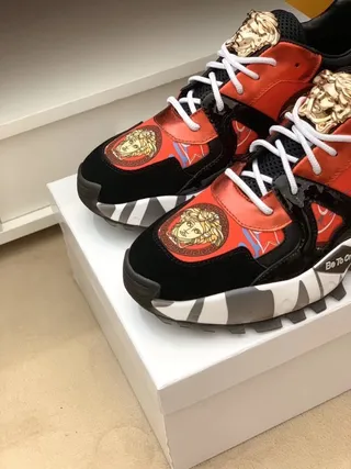 Versace Chain Reaction Medusa Black Red Camo Chunky Sneakers 3