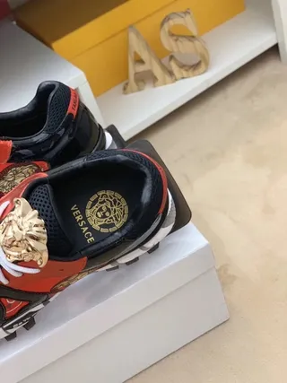 Versace Chain Reaction Medusa Black Red Camo Chunky Sneakers 4