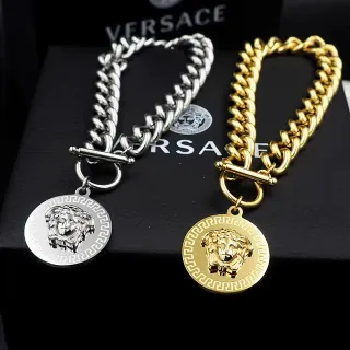 Versace 金银色曲链扣环手链