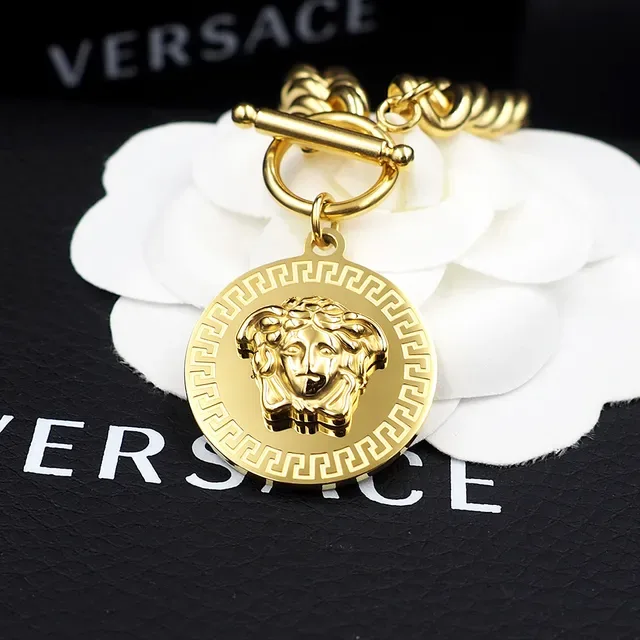 Versace سوار سلسلة كيرب ذهبي فضي كلاسب تبديل 2