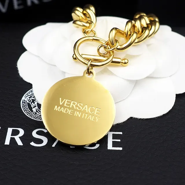 Versace سوار سلسلة كيرب ذهبي فضي كلاسب تبديل 3