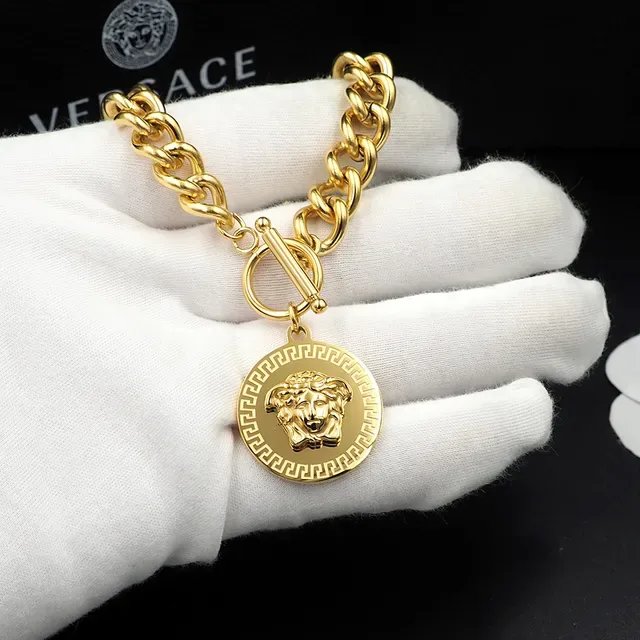Versace سوار سلسلة كيرب ذهبي فضي كلاسب تبديل 5