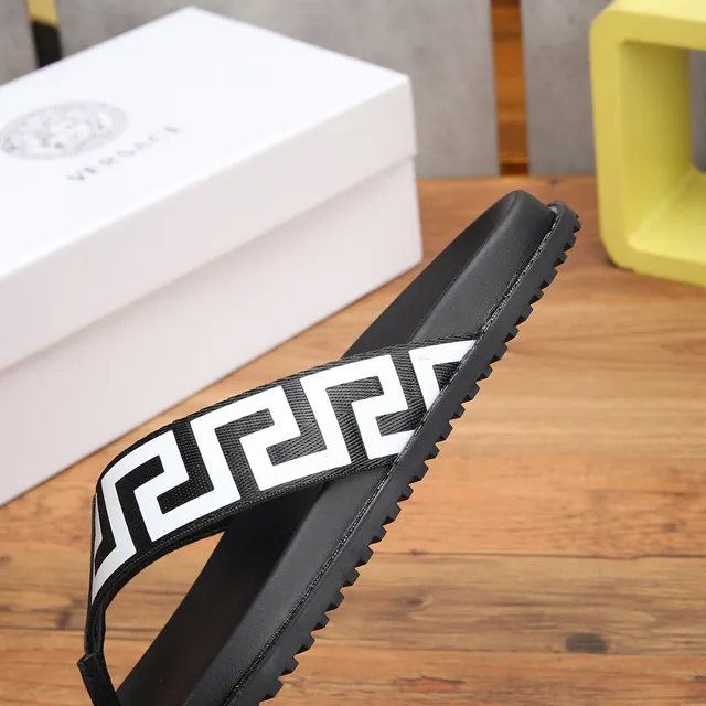 Versace Greca Odissea Black and White Slippers 6