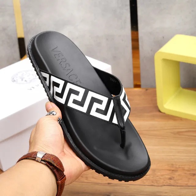 Versace Greca Odissea Black and White Slippers 7