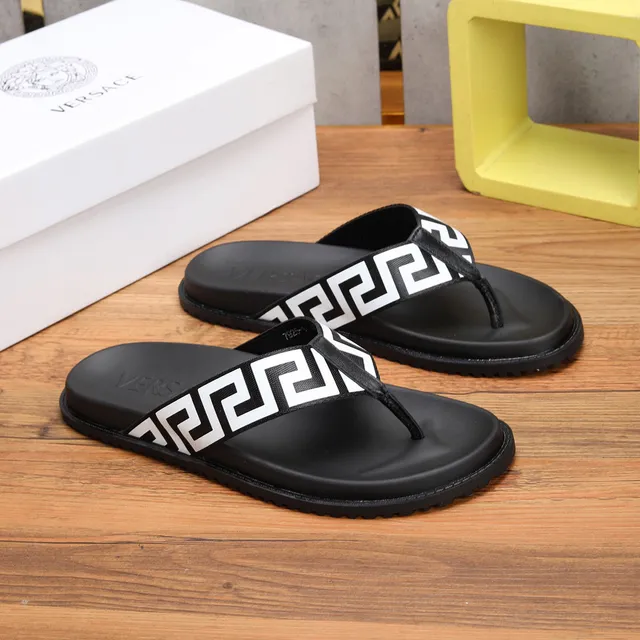 Versace Greca Odissea Black and White Slippers 9