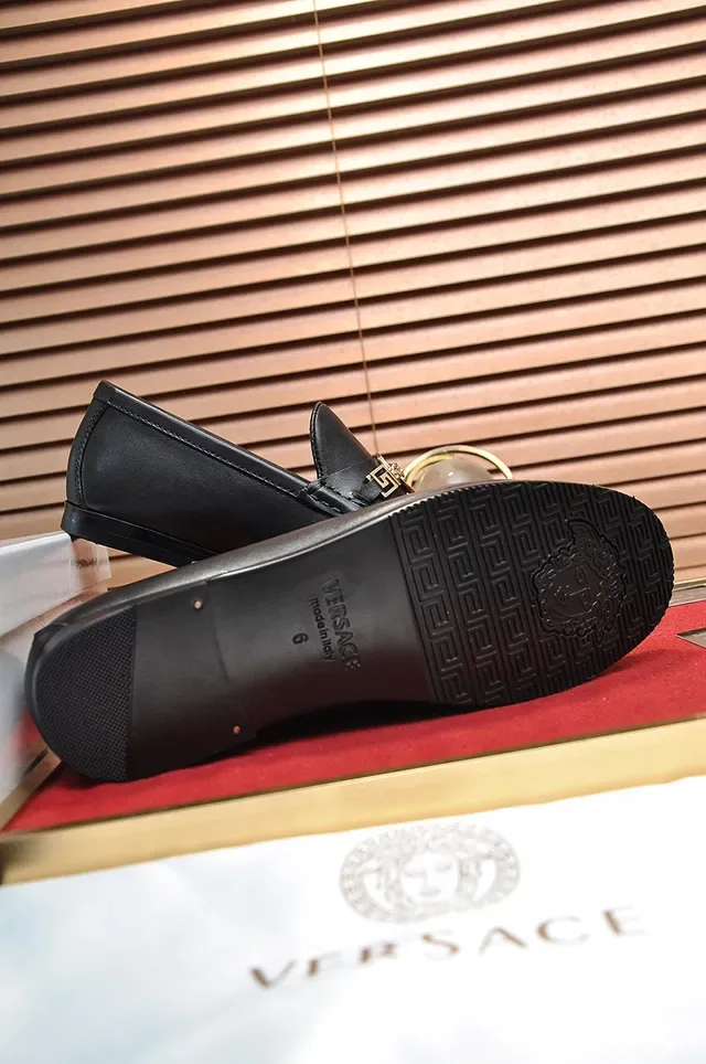 Versace Greca Odissea Black Leather Medusa Hardware Loafers 3