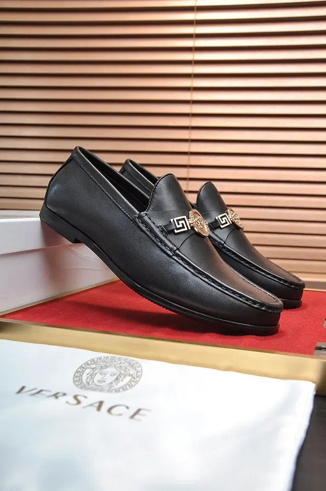 Versace Greca Odissea Black Leather Medusa Hardware Loafers 6