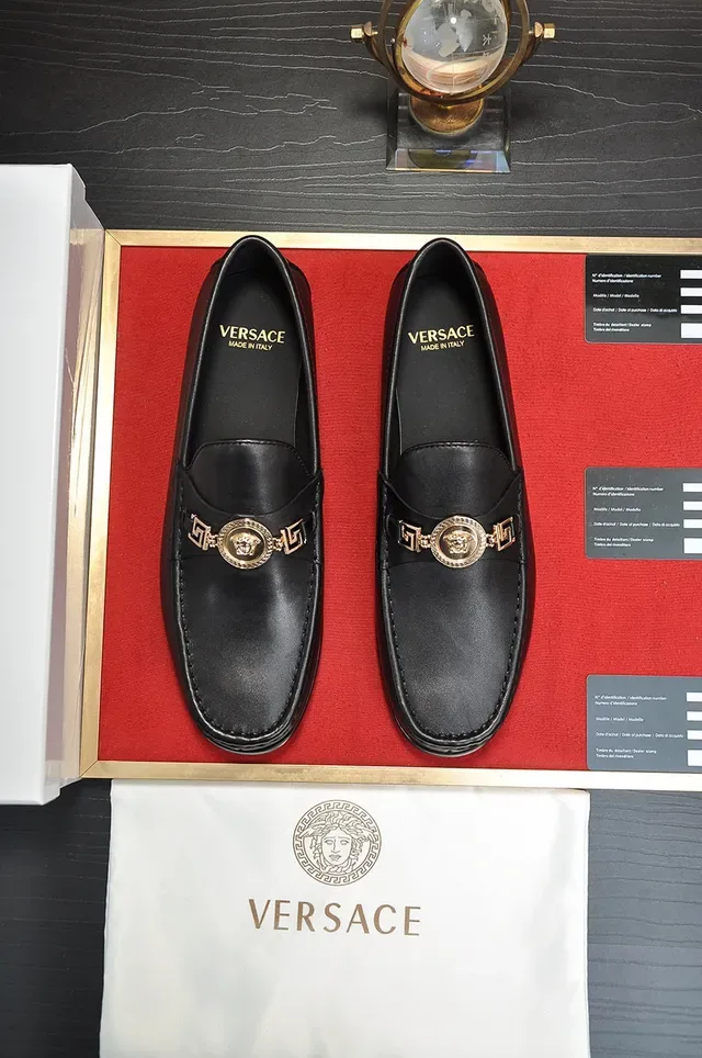 Versace Greca Odissea Black Leather Medusa Hardware Loafers 7