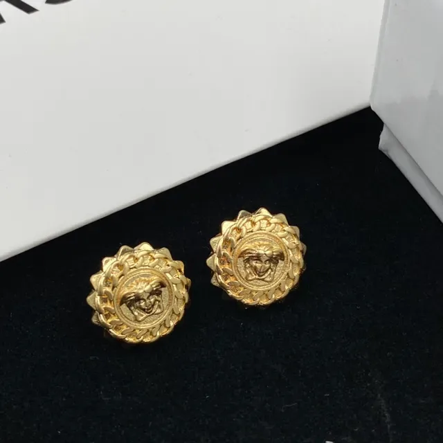 Versace Medusa Medallón Dourado Borda Scallop Brincos 2