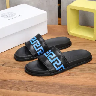 Versace Odissea أسود وأزرق Greca صندل بشريط