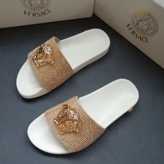 Versace Odissea 白金 Crystal-Pavé 带 Medusa Head 拖鞋