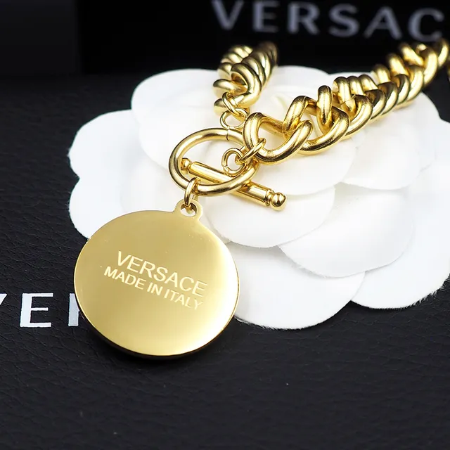 Versace Argent Or Chaîne Curb Pendentif Médusa Collier 2