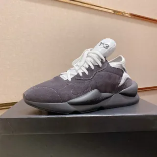 Y-3 Gray White Suede Upper Sculpted Monolithic Midsole Chunky Sneakers