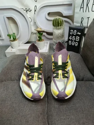 Y-3 حذاء رياضي نمط حياة أصفر بنفسجي شبكي علوي منحوت أبيض 10