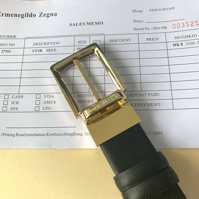Ermenegildo Zegna काला सोने का टेक्स्चर्ड स्ट्रैप रिवर्सिबल कंस्ट्रक्शन लेदर बेल्ट 2
