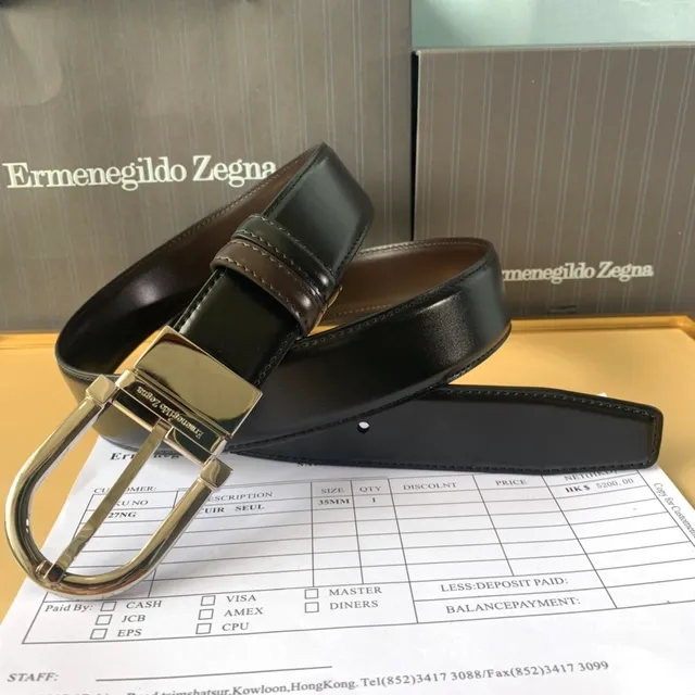 Ermenegildo Zegna حزام جلد ثنائي اللون قابل للعكس 3