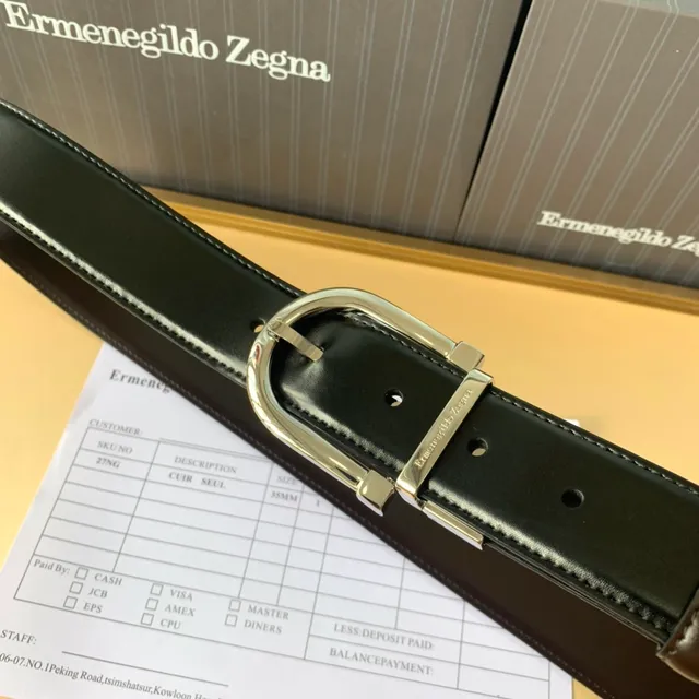 Ermenegildo Zegna حزام جلد ثنائي اللون قابل للعكس 5