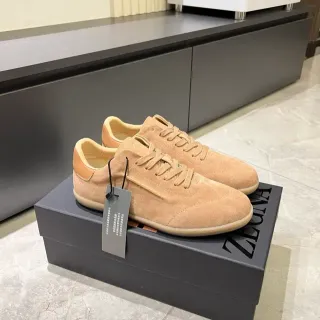 Zegna Beige Suede Minimalist Low-Top Lifestyle Sneakers
