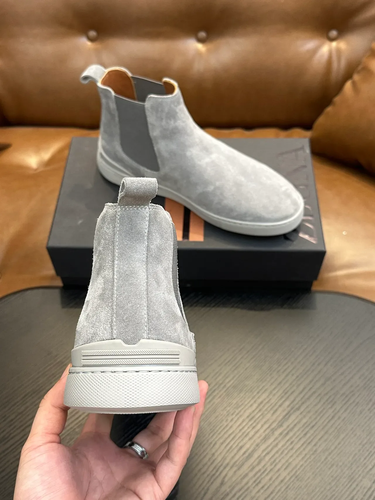 Zegna Gray Suede Chelsea Boots 3