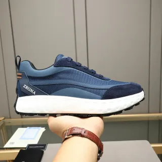 Zegna Navy Blue Suede and Textile Lifestyle Sneaker