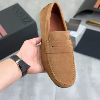 Zegna Tan Suede Penny Loafer Loafers