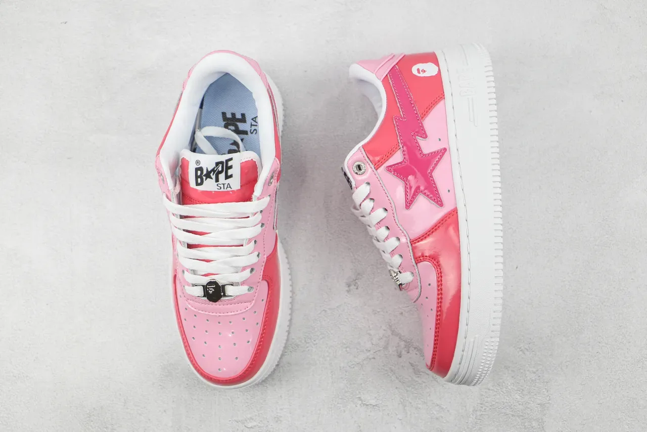 A Bathing Ape BAPE STA سنيكرز لايف ستايل وردي لامع شعار نجم 3