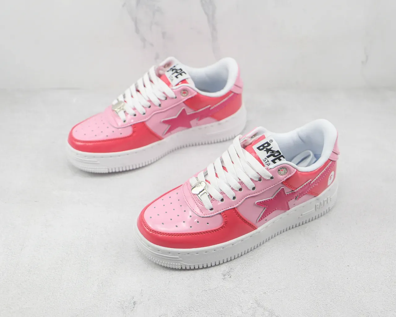 A Bathing Ape BAPE STA سنيكرز لايف ستايل وردي لامع شعار نجم 4