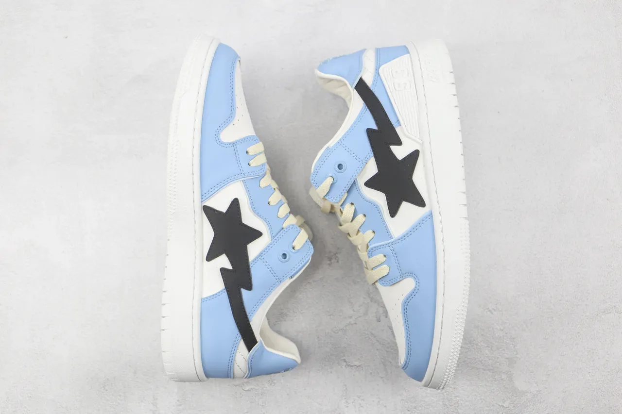 A Bathing Ape BAPE STA Tênis Lifestyle Azul Claro e Branco 2