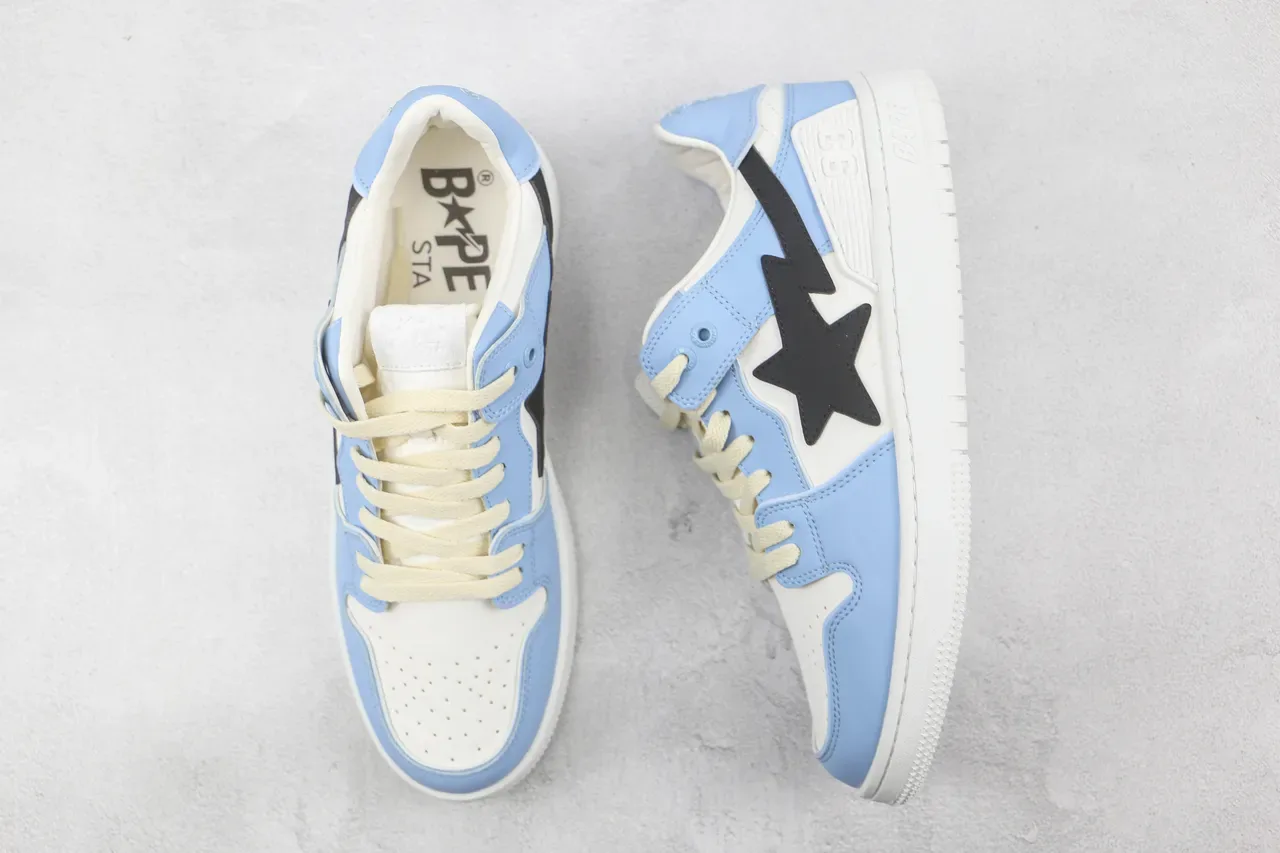 A Bathing Ape BAPE STA Tênis Lifestyle Azul Claro e Branco 3
