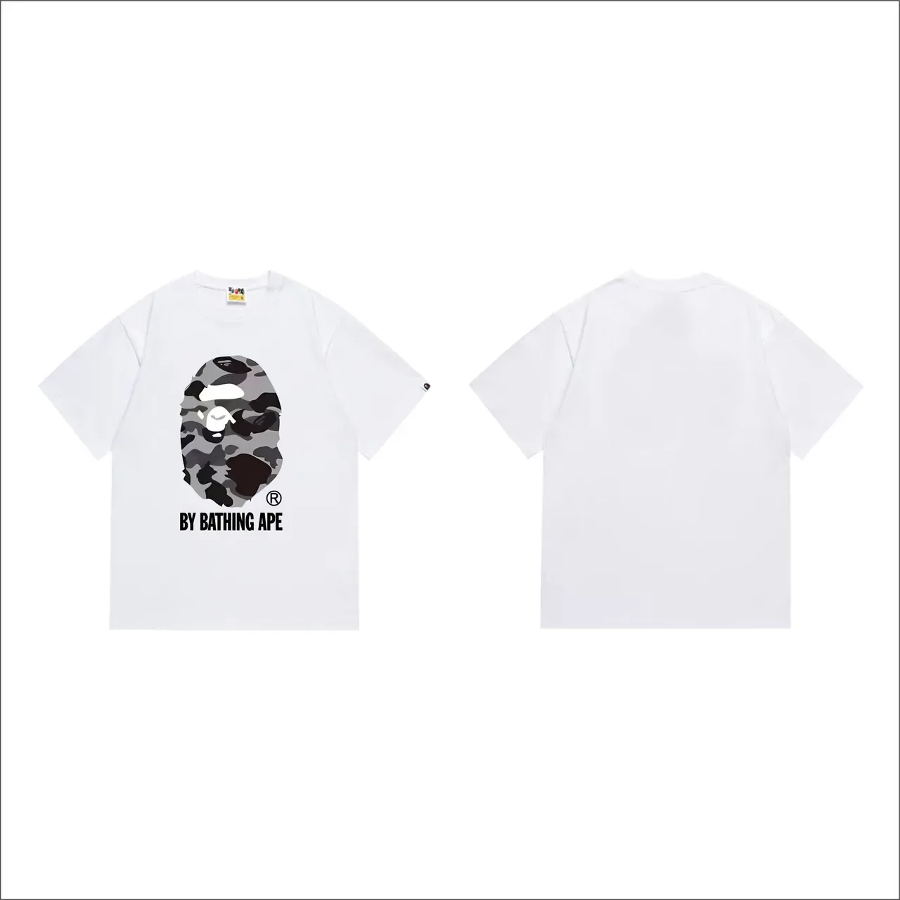 Camiseta negra A Bathing Ape con estampado camuflaje de cabeza de simio 4