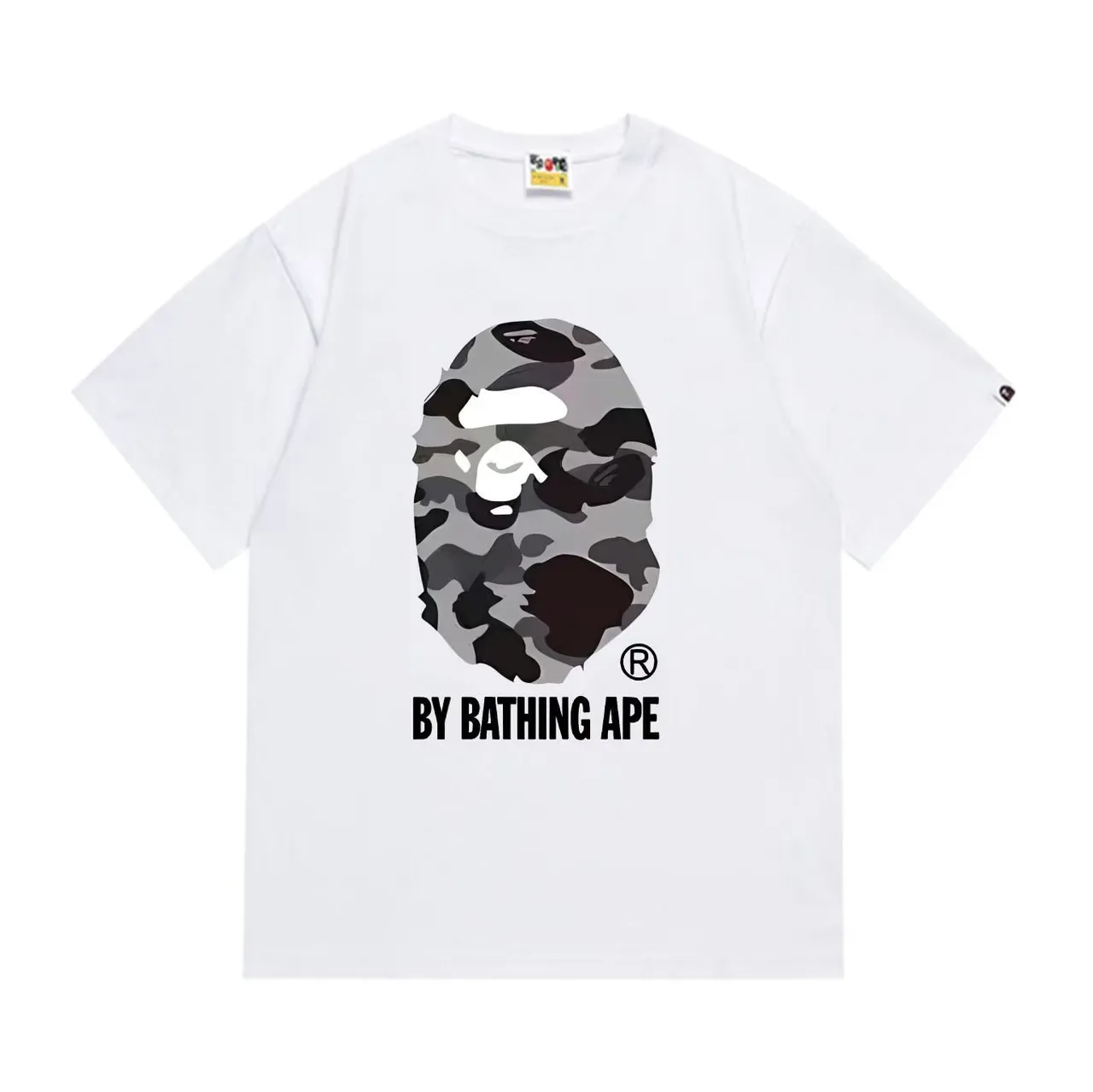 Camiseta negra A Bathing Ape con estampado camuflaje de cabeza de simio 6