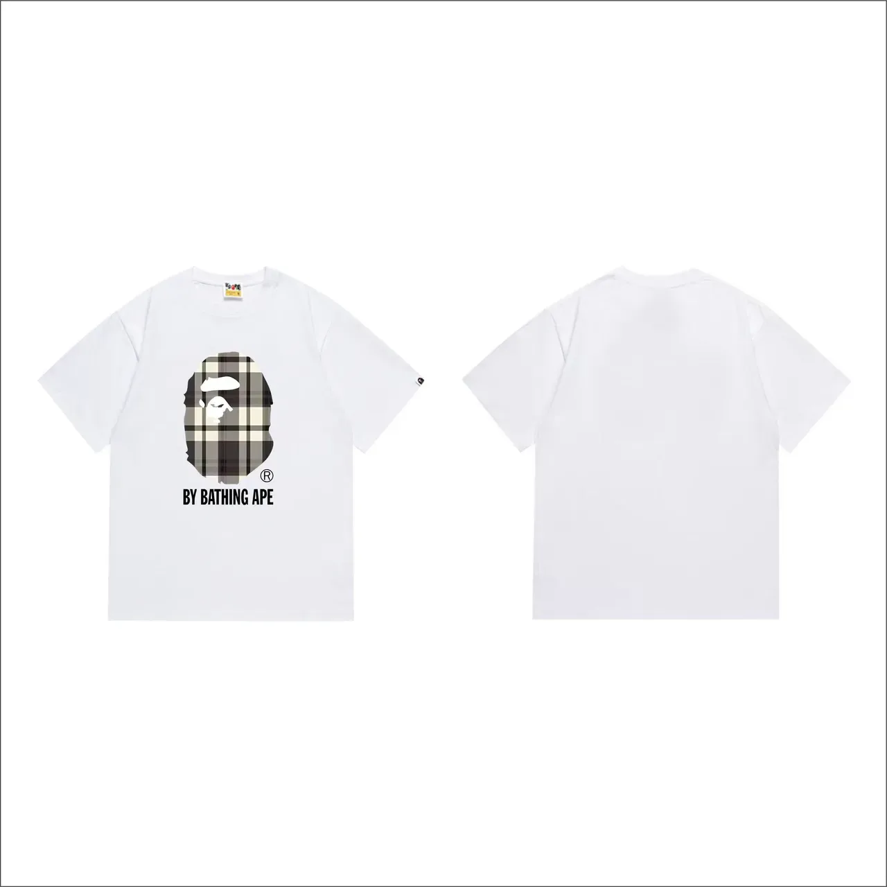تي شيرت A Bathing Ape كاروهات برسمة رأس القرد 2