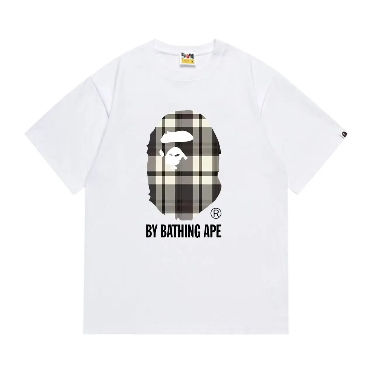 تي شيرت A Bathing Ape كاروهات برسمة رأس القرد 4