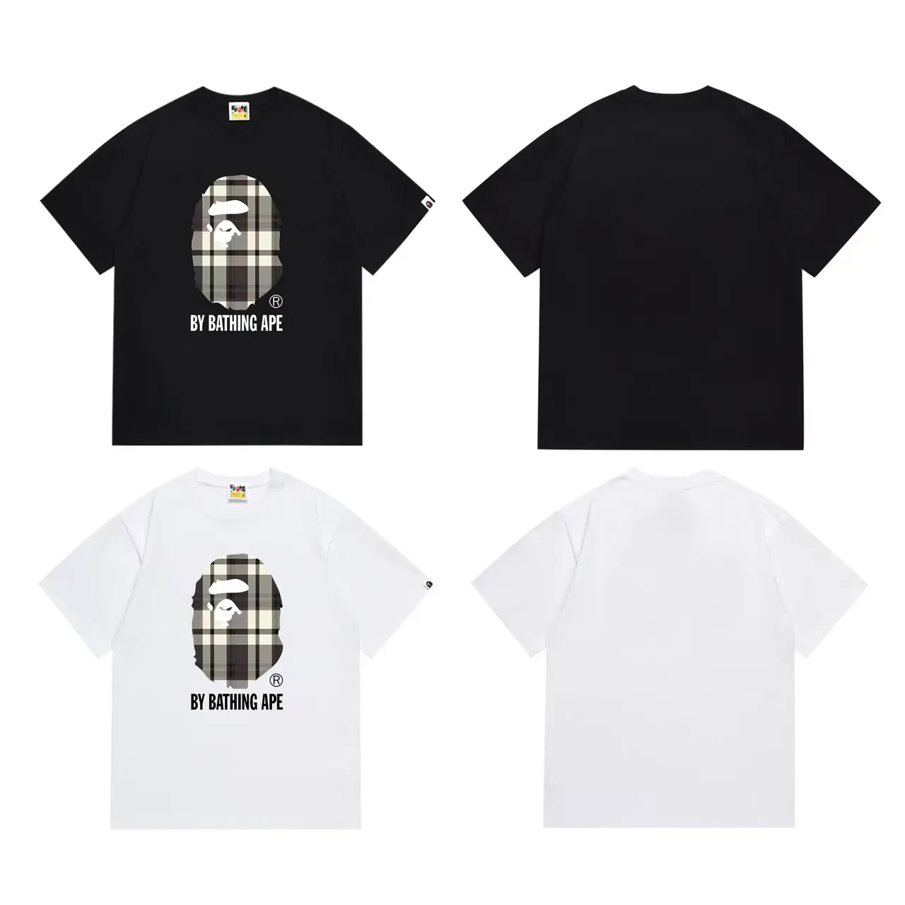 تي شيرت A Bathing Ape كاروهات برسمة رأس القرد 6