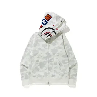 A Bathing Ape Shark White Gray Full-Zip Hood Hoodie