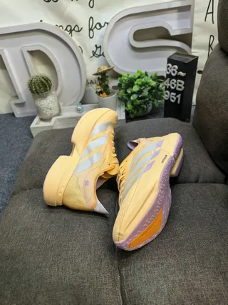 Adidas Adios Pro Yellow Silver Purple Running Shoes 6
