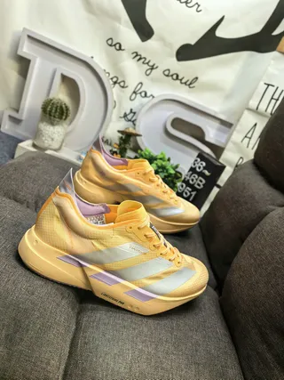 Adidas Adios Pro Yellow Silver Purple Running Shoes 9