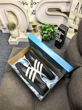 Adidas Beige Black Leather Upper Three-Stripe Side Panel Lifestyle Sneakers 13