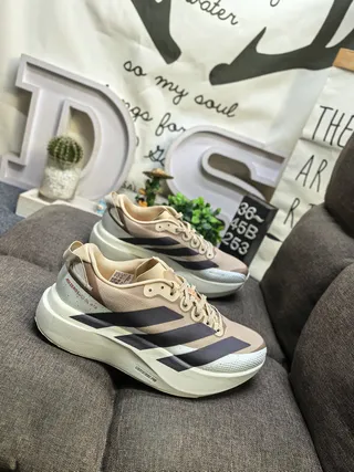 Adidas Beige Black Thick Sculpted Midsole Engineered Mesh Upper Lifestyle Sneakers 9