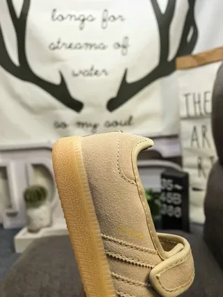 Adidas Beige Brown Laceless Velcro Strap Three-Stripe Side Panel Lifestyle Sneakers 3