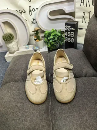 Adidas Beige Brown Laceless Velcro Strap Three-Stripe Side Panel Lifestyle Sneakers 10