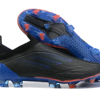 Adidas Chaussures de Football Noir Bleu Collet Chaussant Jaula Translucide Terrain Ferme