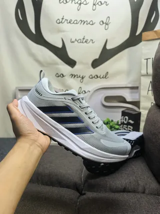 Adidas काला नारंगी मेश ऊपरी तीन पट्टी साइड पैनल रनिंग जूते 5