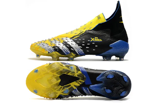Adidas কালো হলুদ spiked forefoot overlay সক-ফিট কলার ফার্ম-গ্রাউন্ড সকার শোজ 2